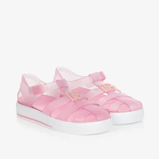 Dolce & Gabbana-حذاء جيلي بشعار DG لون زهري للبنات | Childrensalon