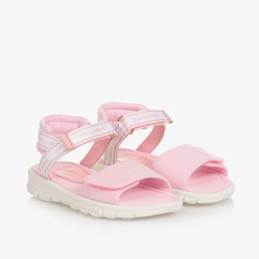Dolce & Gabbana-Girls Pink DG Logo Sandals | Childrensalon