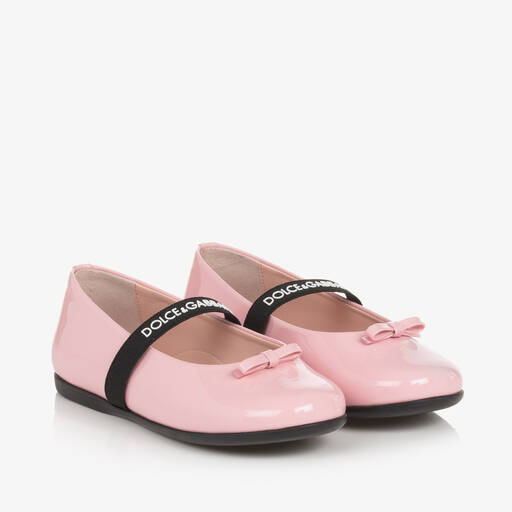Dolce & Gabbana-Girls Pink Patent Leather Pumps | Childrensalon