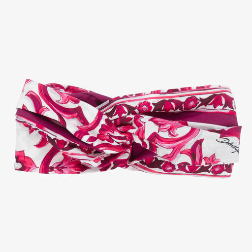 Dolce & Gabbana-Girls Pink & White Majolica Headband | Childrensalon