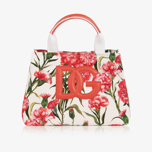 Dolce & Gabbana-Girls White Carnation Handbag (27cm) | Childrensalon