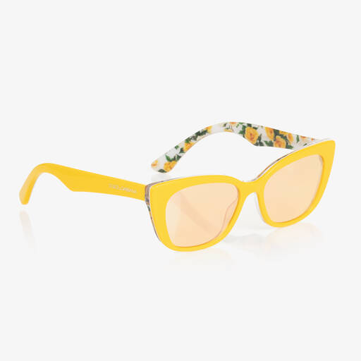 Dolce & Gabbana-Girls Yellow Cat Eye Sunglasses | Childrensalon