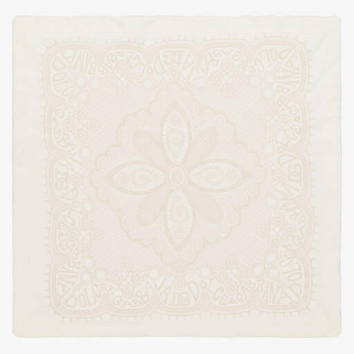 Dolce & Gabbana-Ivory Lace Print Cotton Blanket (73cm) | Childrensalon