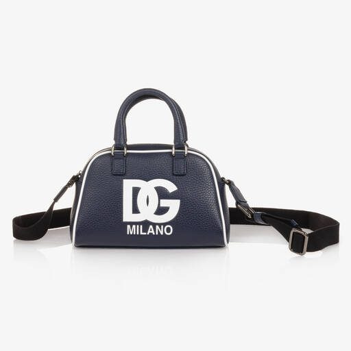 Dolce & Gabbana-Navy Blue Leather DG Bag (20cm) | Childrensalon