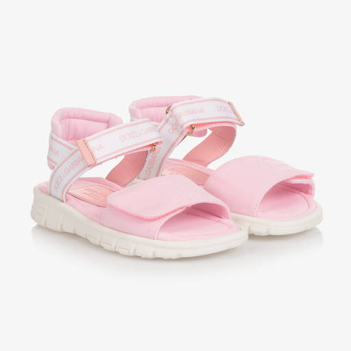 Dolce & Gabbana-Pale Pink Velcro Sandals | Childrensalon