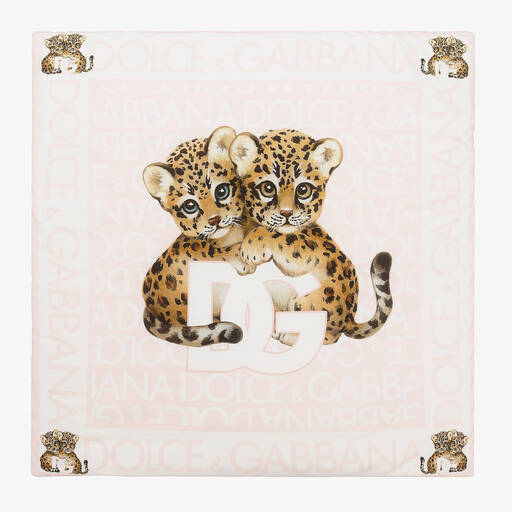 Dolce & Gabbana-Розовое хлопковое одеяло с леопардами (80см) | Childrensalon