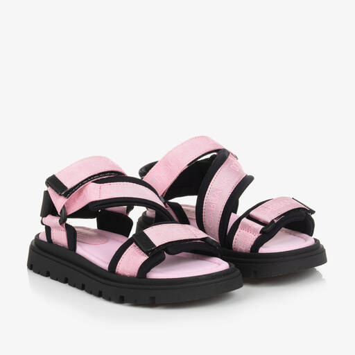 Dolce & Gabbana-Pink Velcro Strap Sandals | Childrensalon