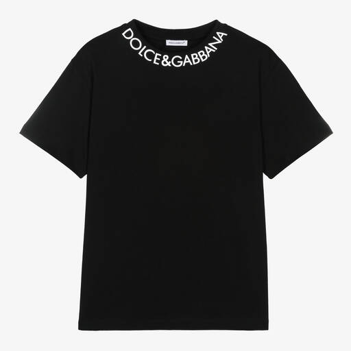Dolce & Gabbana-Черная футболка из хлопкового джерси для подростков | Childrensalon