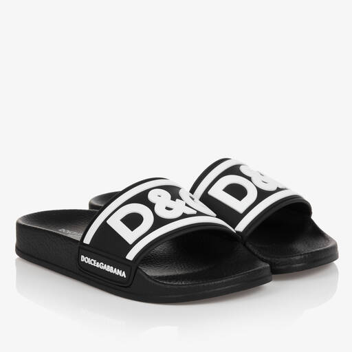Dolce & Gabbana-Teen Black Sliders | Childrensalon