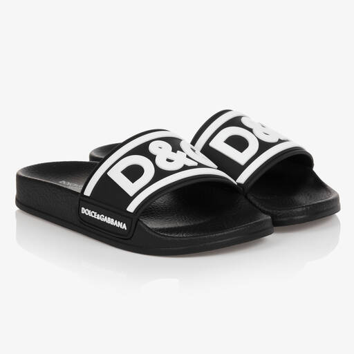 Dolce & Gabbana-Teen Black Sliders | Childrensalon