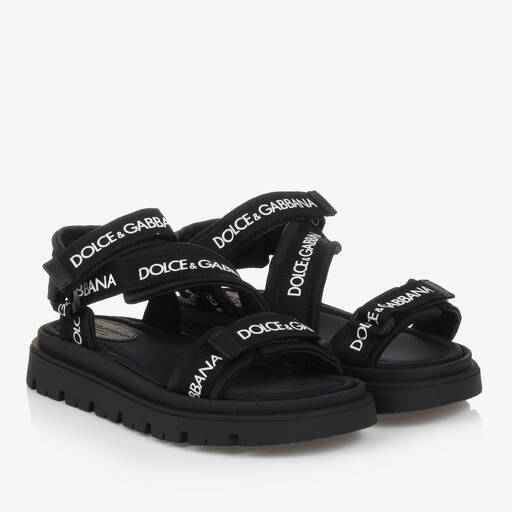 Dolce & Gabbana-Черные сандалии из вискозы и хлопка для подростков | Childrensalon