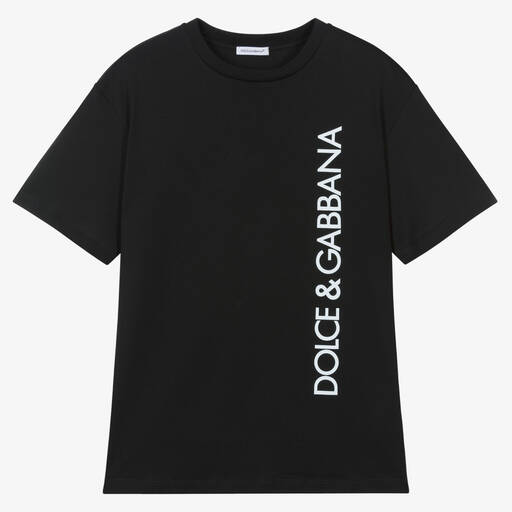 Dolce & Gabbana-Teen Boys Black Cotton T-Shirt | Childrensalon