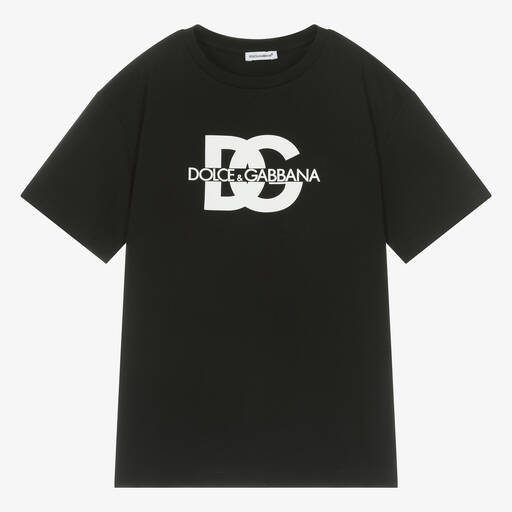 Dolce & Gabbana-Черная хлопковая футболка для мальчиков-подростков | Childrensalon