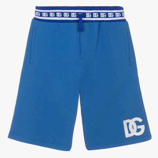 Dolce & Gabbana-Teen Boys Blue Cotton DG Shorts | Childrensalon