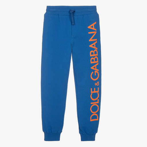 Dolce & Gabbana-Teen Boys Blue Cotton Joggers | Childrensalon