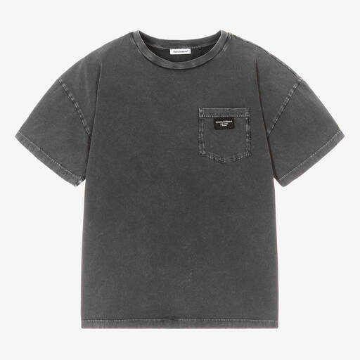 Dolce & Gabbana-T-shirt gris en coton ado garçon | Childrensalon