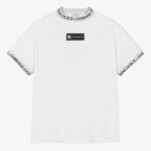 Dolce & Gabbana-Белая хлопковая футболка для мальчиков-подростков | Childrensalon