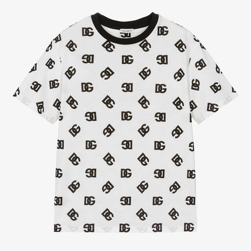 Dolce & Gabbana-T-shirt blanc en coton ado garçon | Childrensalon