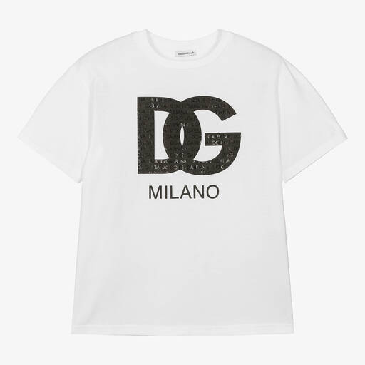 Dolce & Gabbana-T-shirt blanc DG Milano ado garçon | Childrensalon