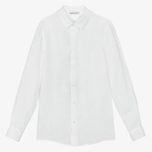 Dolce & Gabbana-Белая льняная рубашка | Childrensalon