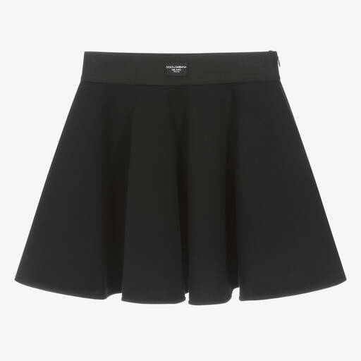 Dolce & Gabbana-Teen Girls Black Cotton Jersey Skater Skirt | Childrensalon