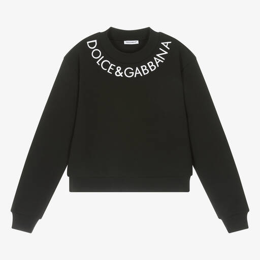 Dolce & Gabbana-Sweat-shirt noir en coton ado fille | Childrensalon