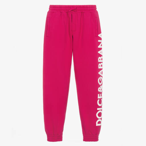 Dolce & Gabbana-Teen Girls Fuchsia Pink Cotton Joggers | Childrensalon