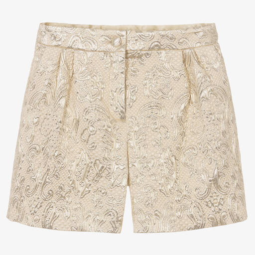 Dolce & Gabbana-Teen Girls Gold Brocade Shorts  | Childrensalon
