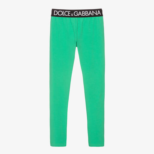 Dolce & Gabbana-Teen Girls Green Logo Leggings | Childrensalon