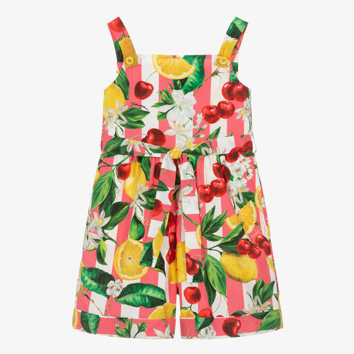 Dolce & Gabbana-Teen Girls Lemon & Cherry Print Cotton Playsuit | Childrensalon