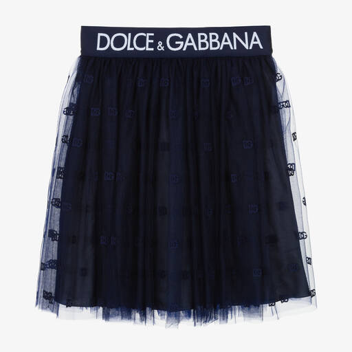Dolce & Gabbana-Teen Girls Navy Blue Tulle Skirt | Childrensalon