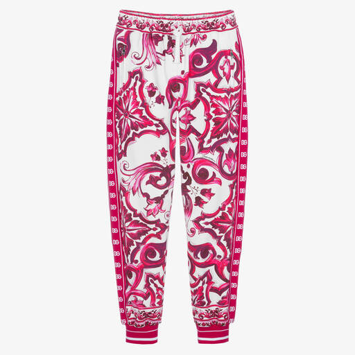 Dolce & Gabbana-Teen Girls Pink Cotton Majolica Joggers | Childrensalon
