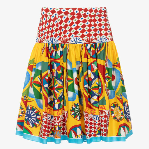 Dolce & Gabbana-Teen Girls Yellow & Red Cotton Skirt | Childrensalon
