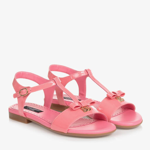 Dolce & Gabbana-Teen Pink Patent Bar Sandals | Childrensalon