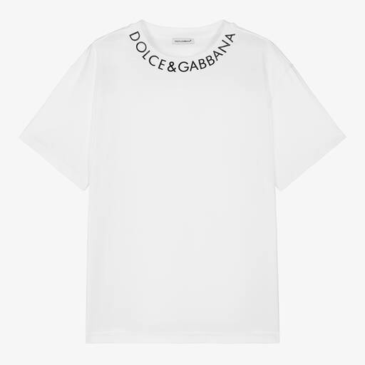 Dolce & Gabbana-T-shirt blanc en jersey de coton ado | Childrensalon