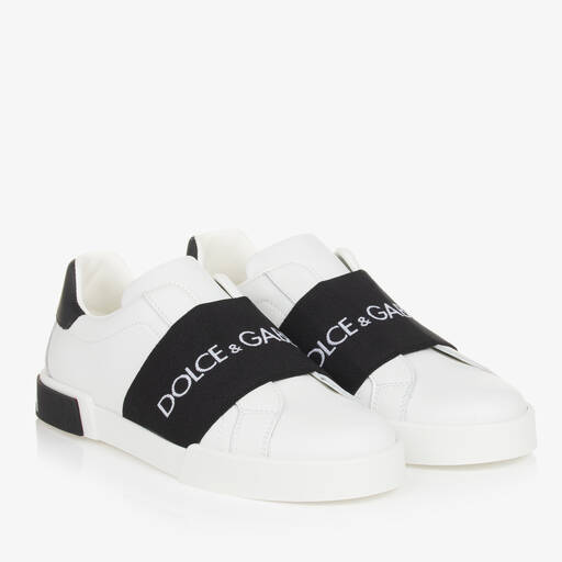 Dolce & Gabbana-Белые кожаные кроссовки Portofino для подростков | Childrensalon