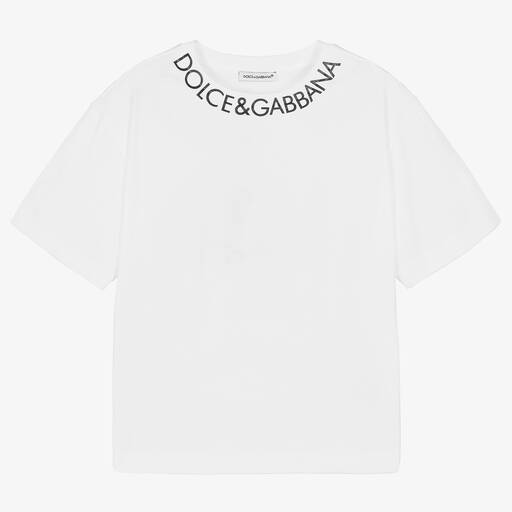 Dolce & Gabbana-White Cotton Jersey T-Shirt | Childrensalon