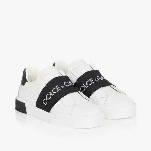 Dolce & Gabbana-Baskets blanches en cuir Portofino | Childrensalon