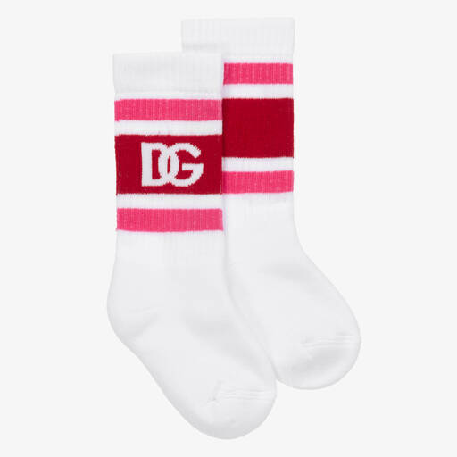 Dolce & Gabbana-DG Socken in Weiß und Pink | Childrensalon