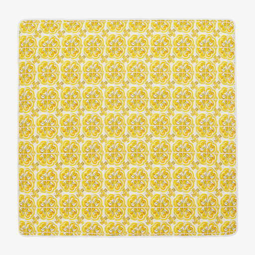 Dolce & Gabbana-Yellow Cotton Majolica Padded Blanket (74cm) | Childrensalon