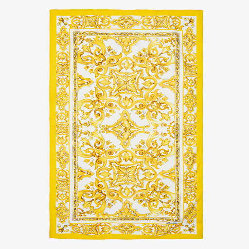 Dolce & Gabbana-Yellow Cotton Majolica Print Towel (130cm) | Childrensalon