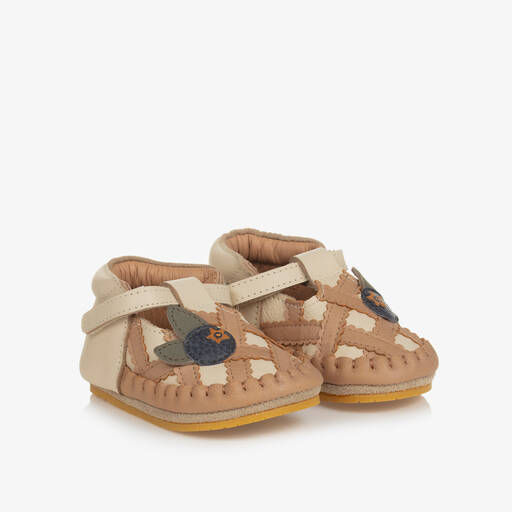 Donsje-Baby Girls Beige Leather Pre-Walker Shoes | Childrensalon