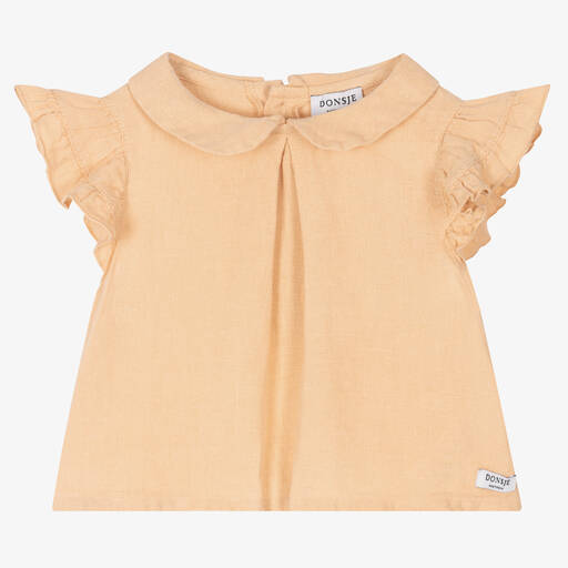 Donsje-Бледно-оранжевая льняная блузка | Childrensalon