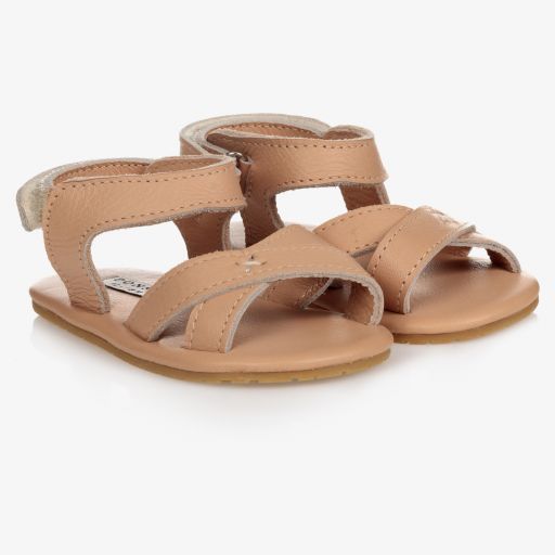 Donsje-Beige Leather Baby Sandals | Childrensalon