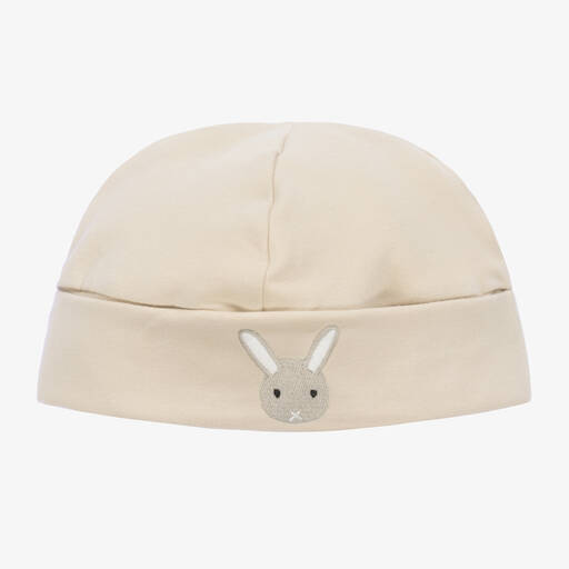 Donsje-Beige Organic Cotton Bunny Baby Hat | Childrensalon