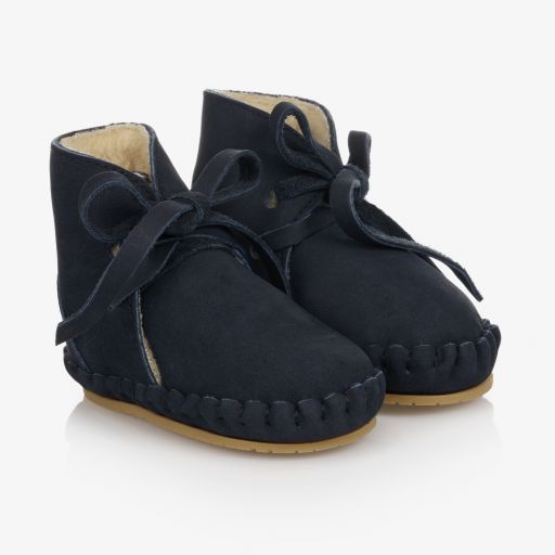 Donsje-Blue Leather Baby Boots | Childrensalon