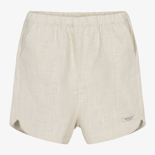Donsje-Boys Beige Linen Shorts | Childrensalon