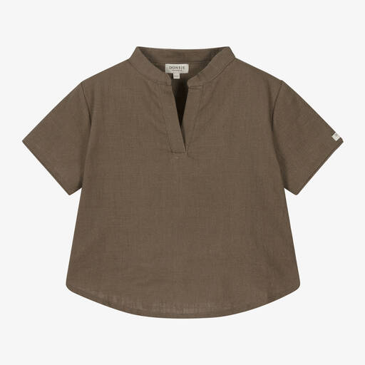 Donsje-قميص كتان لون بني للأولاد | Childrensalon