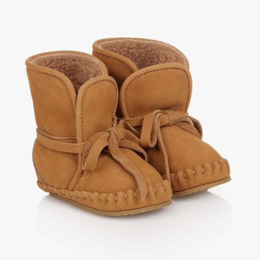 Donsje-Brown Leather Baby Boots | Childrensalon