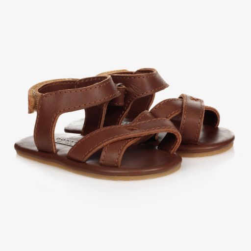 Donsje-Brown Leather Baby Sandals | Childrensalon